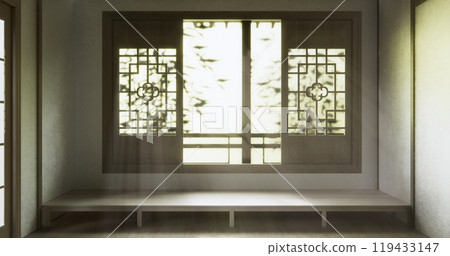Empty room,Clean japanese traditional style wooden design minimalist room interior, 3D rendering Empty room,Clean japanese traditional style wooden design minimalist room interior, 3D rendering 119433147