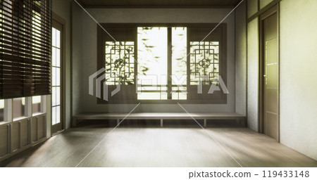 Empty room,Clean japanese traditional style wooden design minimalist room interior, 3D rendering Empty room,Clean japanese traditional style wooden design minimalist room interior, 3D rendering 119433148