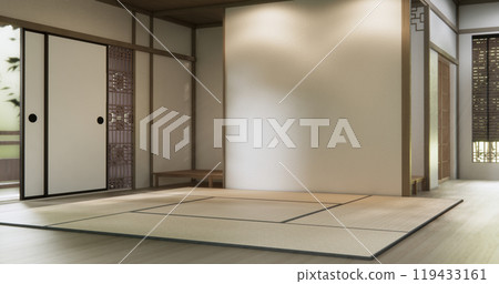 Mock up empty, Modern japanese tatami mat floor, room japanese traditional style. 3D rendering 119433161