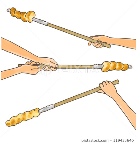 手拿棕色麵包棒插圖集 手拿棕色麵包棒插圖集 119433640