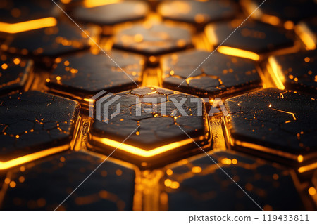 Glowing Hexagonal Patterns with Bokeh Effect Glowing Hexagonal Patterns with Bokeh Effect 119433811