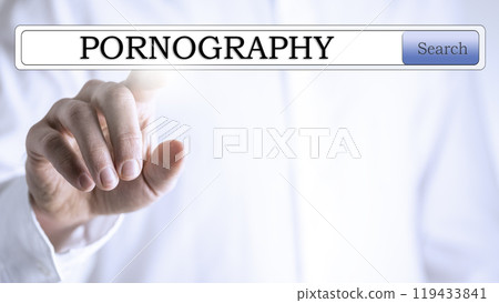 Clicking on a screen searching for pornography Clicking on a screen searching for pornography 119433841