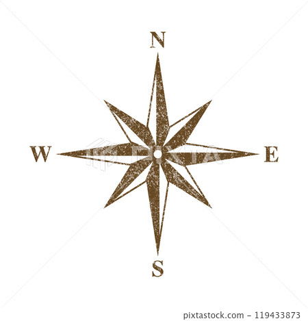 Vector Vintage Wind Rose Symbol, Compass Icon Closeup, Isolated Vector Vintage Wind Rose Symbol, Compass Icon Closeup, Isolated 119433873
