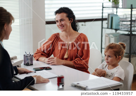 Young Mother Having Consultation With Social Worker Young Mother Having Consultation With Social Worker 119433957
