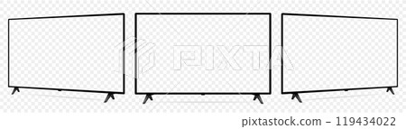 Realistic tv screen mockup. Television display on three sides with transparent screen. Realistic tv screen mockup. Television display on three sides with transparent screen. 119434022