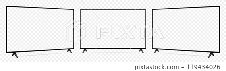 Realistic tv mockup. TV transparent screen mockup isolated on transparent background 119434026