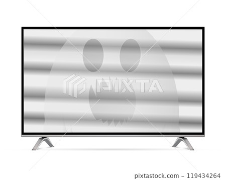 Ghost on the screen modern TV with noise 119434264