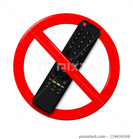 Not watch tv sign. Not use remote control Not watch tv sign. Not use remote control 119434269