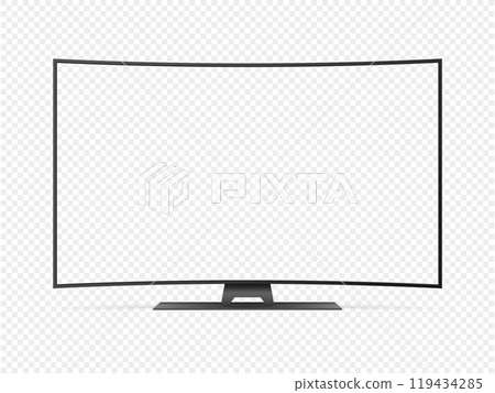 Curved TV transparent flat screen lcd or oled realistic mockup 119434285