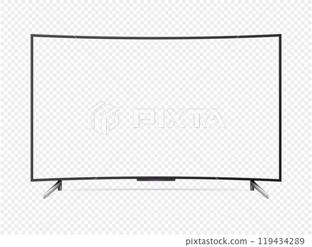 Curved transparent screen lcd tv isolated on transparent background Curved transparent screen lcd tv isolated on transparent background 119434289