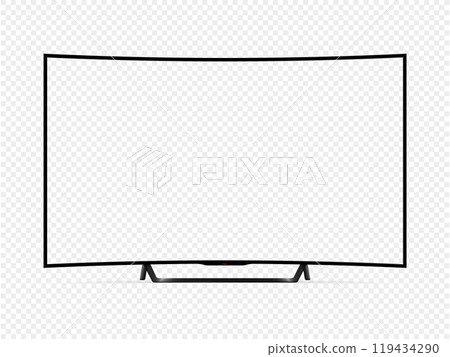 Modern curved TV with blank transparent screen mockup 119434290