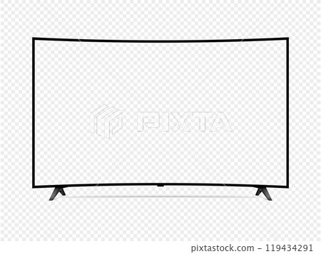 Realistic curved tv with transparent screen isolated on transparent background 119434291