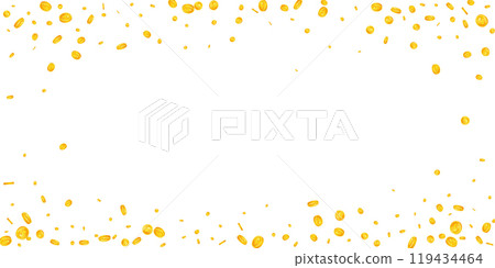 American dollar coins falling. Scattered gold USD 119434464
