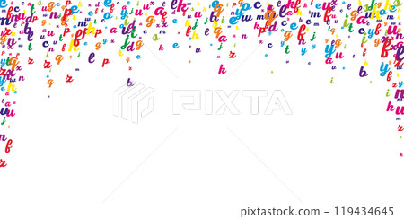 Falling letters of English language. Colorful Falling letters of English language. Colorful 119434645
