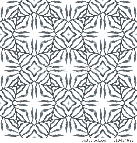 Watercolor summer ethnic border pattern. Black 119434682