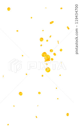 Thai baht coins falling. Gold scattered THB 119434700