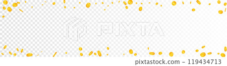 American dollar coins falling. Scattered gold USD American dollar coins falling. Scattered gold USD 119434713