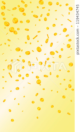 Chinese yuan coins falling. Scattered gold CNY Chinese yuan coins falling. Scattered gold CNY 119434745