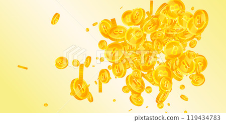 Thai baht coins falling. Gold scattered THB 119434783