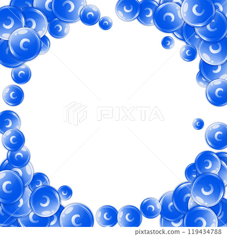 Vitamin C round capsules scattered randomly. 119434788