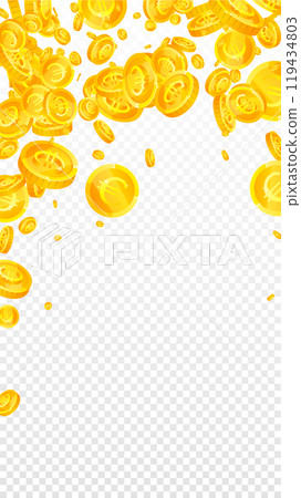 European Union Euro coins falling. Scattered gold European Union Euro coins falling. Scattered gold 119434803