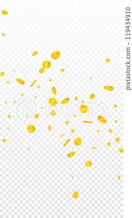 Swiss franc coins falling. Gold scattered CHF 119434910