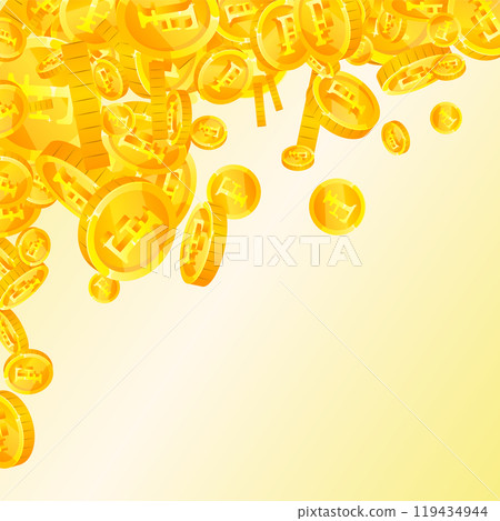 Swiss franc coins falling. Gold scattered CHF 119434944