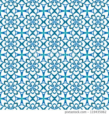 Hand painted tiled watercolor border. Blue 119435062