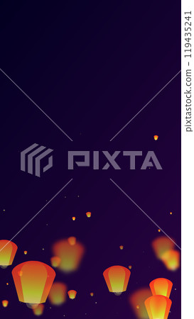 Sky lanterns floating in the night sky. 119435241