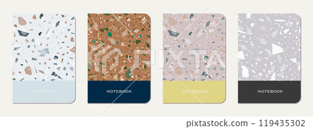 Notebook cover design. Terrazzo abstract Notebook cover design. Terrazzo abstract 119435302