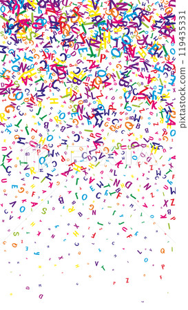 Flying latin letters. Colorful childish scattered Flying latin letters. Colorful childish scattered 119435331