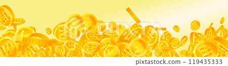 Korean won coins falling. Scattered gold WON 119435333
