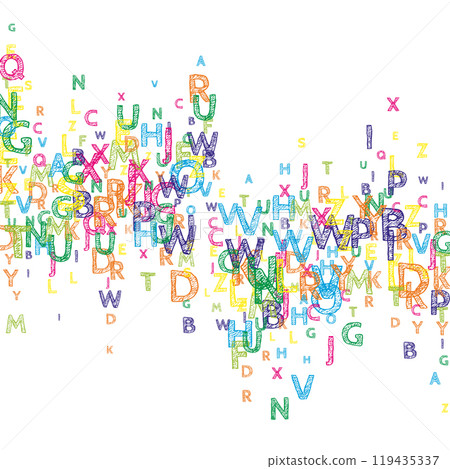 Scattered letters of latin alphabet. Colorful Scattered letters of latin alphabet. Colorful 119435337