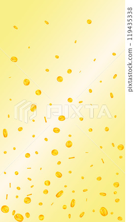 Swiss franc coins falling. Gold scattered CHF 119435338
