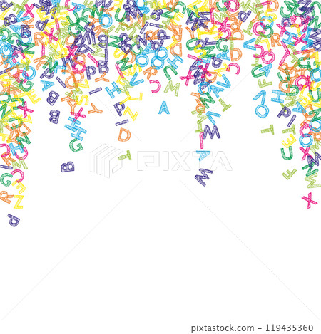 Flying latin letters. Colorful childish scattered 119435360