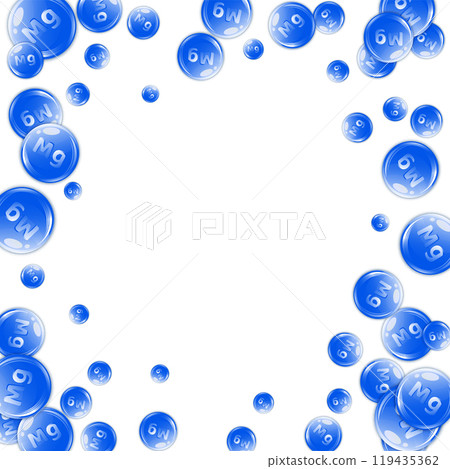 Magnesium round capsules scattered randomly. Magnesium round capsules scattered randomly. 119435362