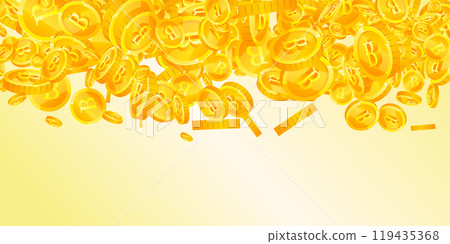 Thai baht coins falling. Gold scattered THB 119435368