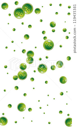 Vitamin Q10 round capsules scattered randomly. Vitamin Q10 round capsules scattered randomly. 119435381