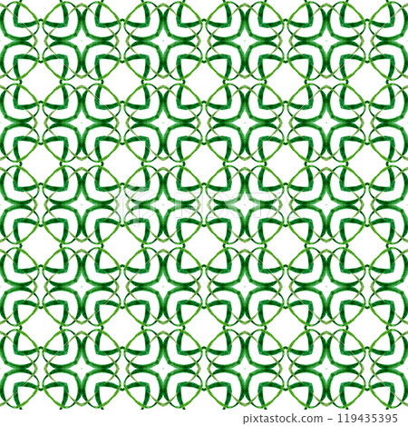 Ethnic hand painted pattern. Green exotic boho 119435395
