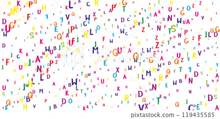 Flying latin letters. Colorful childish scattered 119435585