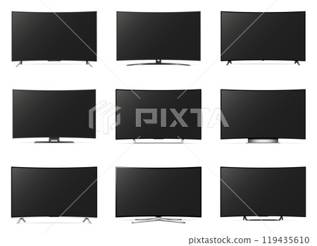 Set of curved tv with black screen 119435610