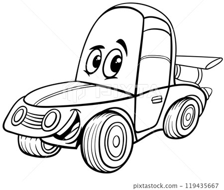 funny cartoon racing car vehicle character coloring page funny cartoon racing car vehicle character coloring page 119435667