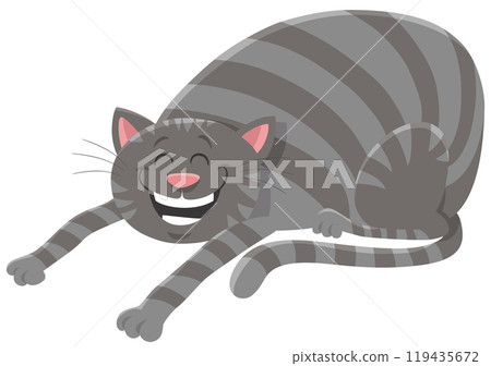 happy cartoon tabby cat animal character 119435672