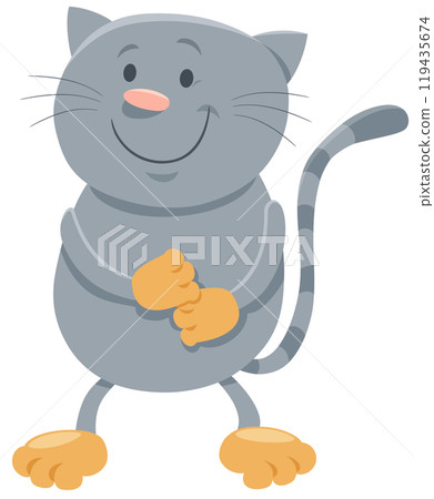 cartoon funny gray cat or kitten animal character 119435674