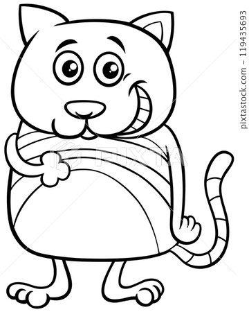 funny cartoon cat or kitten animal character coloring page funny cartoon cat or kitten animal character coloring page 119435693
