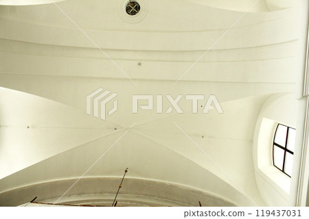 White vaulted ceiling in the church. How the vaulted ceiling looks White vaulted ceiling in the church. How the vaulted ceiling looks 119437031