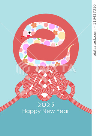 Mount Fuji decorated with Mizuhiki string - New Year's card material for 2025 Mount Fuji decorated with Mizuhiki string - New Year's card material for 2025 119437310