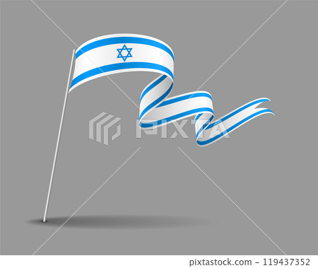 Israeli flag wavy background layout. Vector illustration. 119437352