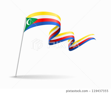 Comoros flag wavy background layout. Vector illustration. 119437355