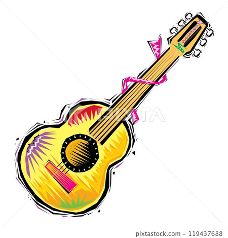 Flat portuguese guitar vihuela on white background vector Flat portuguese guitar vihuela on white background vector 119437688